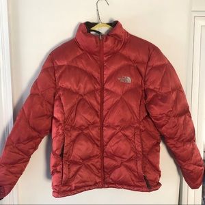 Dark pink North face puffer jacket